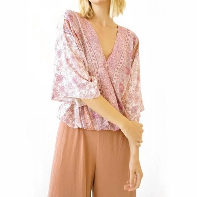 Women's Boho Wrap Blouse - mystree