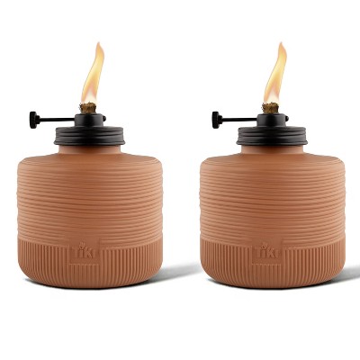 TIKI 6.4" 2pk Adjustable Flame Horizon Terracotta Glass Amber