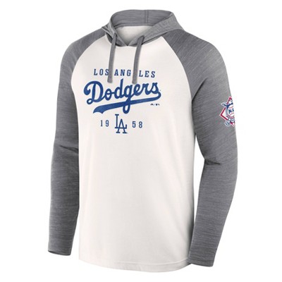 MLB Los Angeles Dodgers Men's White Long Sleeve Lightweight Bi-Blend Hooded Sweatshirt