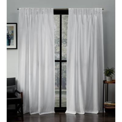 Loha Linen Pinch Pleat Window Curtain Panel Pair Black - Exclusive Home