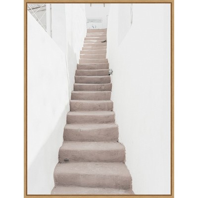 Amanti Art Ascending Santorini Stairs by Bella Eve Canvas Wall Art Print Framed