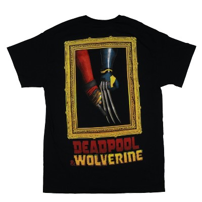 Seven Times Six Marvel Shirt Mens Deadpool Wolverine Front And Back Print Short Sleeve Tee Black