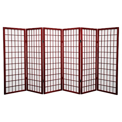 4 ft. Tall Window Pane Shoji Screen - Rosewood (6 Panels): Oriental Furniture, Hardwood Frame, Metal Hardware, No Assembly Required