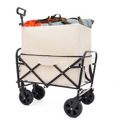 Racxily Collapsible Folding Outdoor Utility Wagon, Heavy Duty Wagon Grocery Cart, for Camping Shopping Sports Gardeing Fishing Supports 225lbs