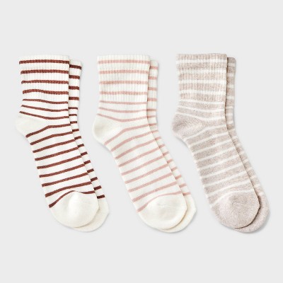 Women's Striped Cushioned 3pk Mid Crew Socks - Universal Thread™ 4-10
