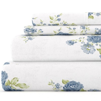Floral 100% Cotton Flannel Sheets,  4PC Super Soft Bed Sheets, Easy Care, Vibrant Patterns - Becky Cameron
