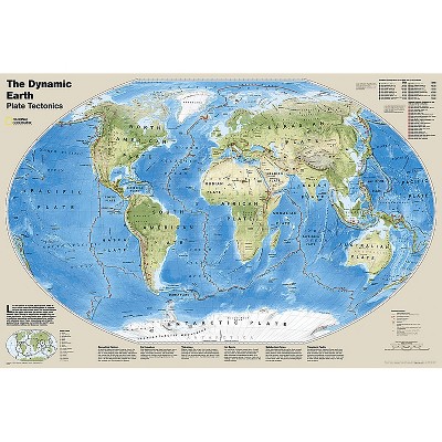 National Geographic The Dynamic Earth, Plate Tectonics Map, Laminated, 36" x 24"