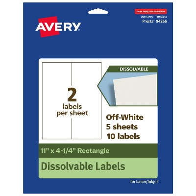 Avery Dissolvable Labels, 11" x 4.25" Rectangle