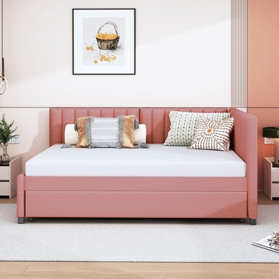 Whisen Full Size Upholstered Daybed with Trundle Sofa Bed Frame