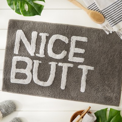 Design Imports Gray/White Nice Butt Tufted Bath Mat 20X31