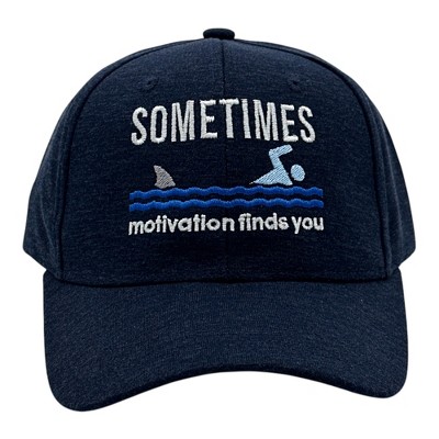 Sometimes Motivation Finds You Hat Funny Sarcastic Shark Graphic Novelty Cap - Crazy Dog Hat For Summer Navy Standard