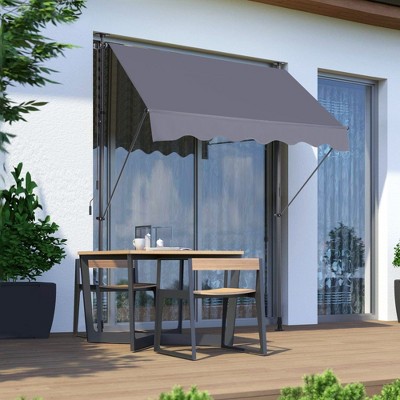 Sapphtopaz Manual Retractable Awning Patio Awnings Sunshade Shelter UV Protection Outdoor Canopy Adjustable Patio Door Window Awning