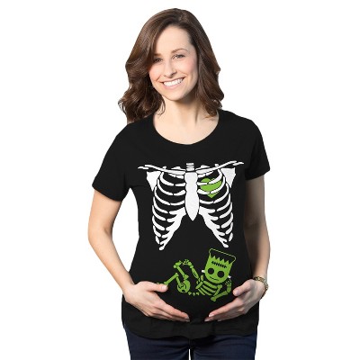 Maternity Frankenstein Baby Bump Fall Film Movie Cute Halloween Pregnancy T Shirt - Crazy Dog Maternity T Shirt For Halloween Season