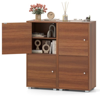 Tangkula 2 PCS 2-Door Storage Cabinet w/ Adjustable Shelves Kitchen Buffet Cabinet w/ 2 Doors