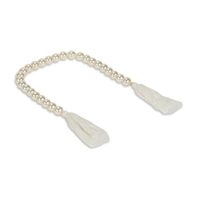 HomeRoots 24" White Pearl Beads Decorative Tassel