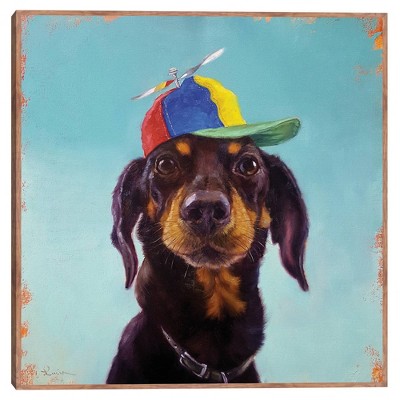 Marcelo Unframed Wall Canvas - Masterpiece Art Gallery: Playful Dog, Helicopter Hat, Modern Decor, 20x20"