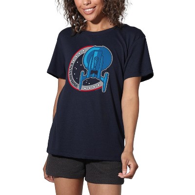 Women's Star Trek Enterprise Patch Mens Loose T-Shirt Navy
