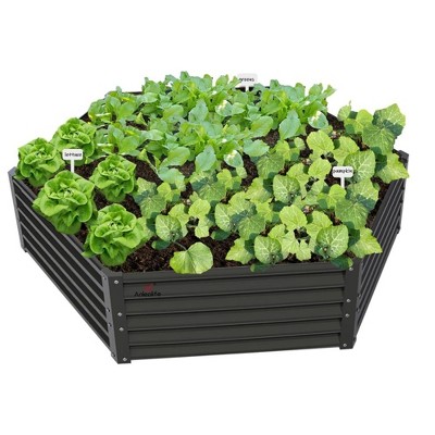 Anybear 70x60x18in Quartz Grey Galvanized Hexagonal Garden Bed