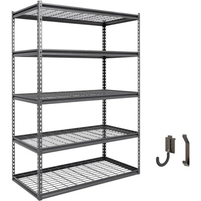 Atlas Shelving 5-Tier 48"x24"x72" Steel Boltless Shelving Load 4000lbs with Wire Deck Hammertone