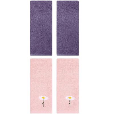 REGALWOVEN 4 Pcs Cotton Soft Absorbent Bathroom Hand Towels for Home Dcor 13" x 30"