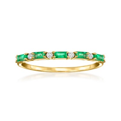 Pure Collection by Ross-Simons 0.30 ct. t.w. Emerald Ring With Diamonds in 14kt Yellow Gold