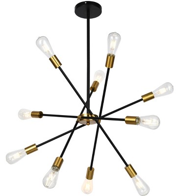 Dewdrop Modern Black 10-Light Sputnik Chandelier For Kitchen Dining Room