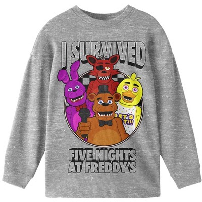Five Nights at Freddy's I Survived Boy's Athletic Heather Long Sleeve Shirt