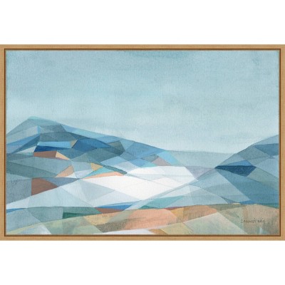23" x 16" Geometric Mountain by Danhui Nai Framed Wall Canvas - Amanti Art: Watercolor Landscape Artwork