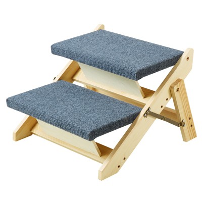 VEVOR Wooden Pet Steps, Convertible 2-in-1 Dog Stairs and Ramp for Beds, Sofas, and Vehicles, Supports Small to Large Animals up to 110 lbs