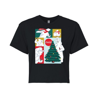 Women's - Coca-Cola - Christmas Tree Polar Bears Cropped Graphic T-Shirt