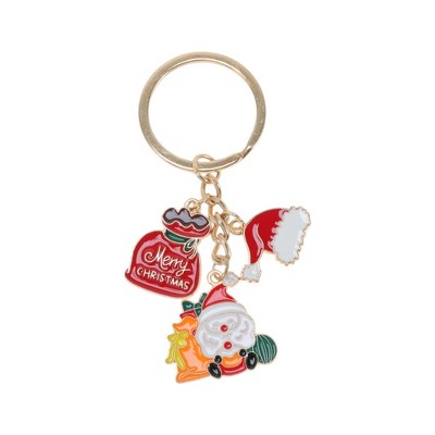 Unique Bargains Christmas Keychain Double Ring Zinc Alloy Multicolored 1 Pc