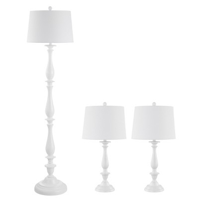 Bessie Floor And Two Table Lamps - Set of 3 - FLT4002 - White - Safavieh