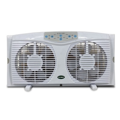 Optimus 8 in. Electric Reversible Twin Window Fan with Thermostat