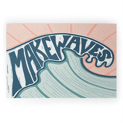 CoastL Studio Make Waves Linocut Welcome Mat - Deny Designs
