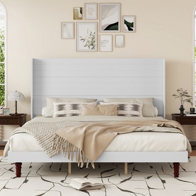 King Size Platform Bed with Comfortable High Back Design