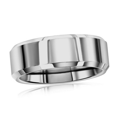 Metallo Polished Silver 8mm Tungsten Ring - Available Sizes:  9 ,  13 ,  12 ,  11 ,  10