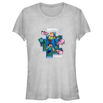 Juniors Womens Minecraft Under the Sea T-Shirt