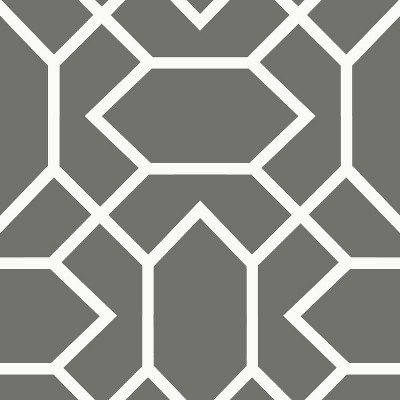 RoomMates Modern Geometric Peel and Stick Wallpaper Dark Gray: Vinyl, Self-Adhesive, Removable, 28.2 Sq Ft Coverage