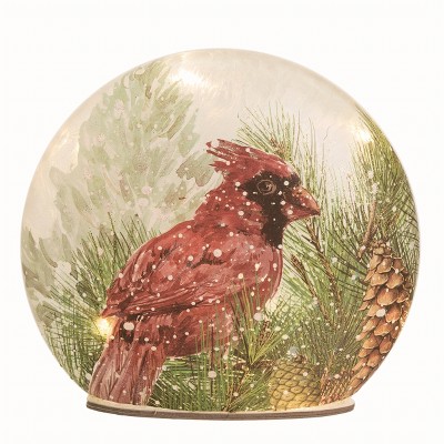 Transpac Hand Painted Glass Cardinal Christmas Decor Light Up Red Holiday Decorative Object