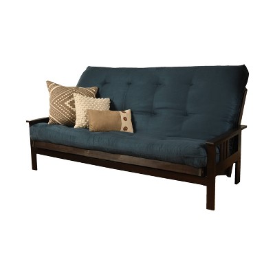 Dual Comfort Queen Chicago Frame and Coil Mattress Suede: Convertible Futon Sofa Bed