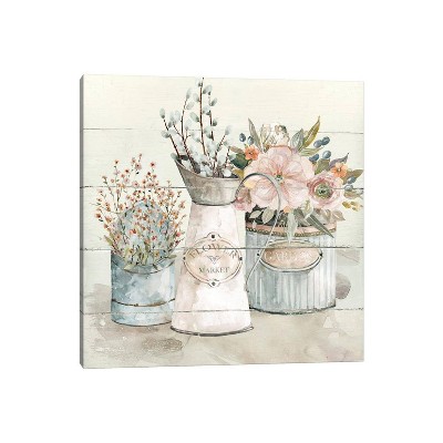 Shiplap Flower Market by Carol Robinson Unframed Wall Canvas - iCanvas