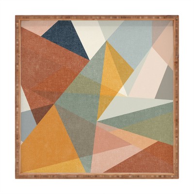 Little Arrow Design Co modern triangle mosaic multi Square Bamboo Tray - Deny Designs