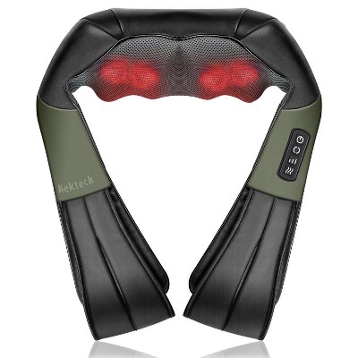 Nekteck Shiatsu Neck & Back Massager - Heat, Deep Kneading - Home, Office, Car - Green