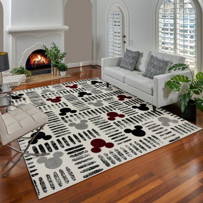 Licensed Disney Bravo Mickey Minnie Mouse Livingroom Bedroom Dining Modern Geometric Polypropylene Indoor Area Rug