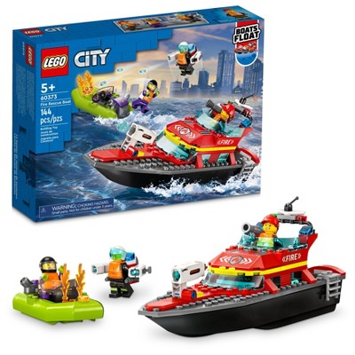 LEGO City Fire Rescue Boat Toy, Floats on Water Set 60373