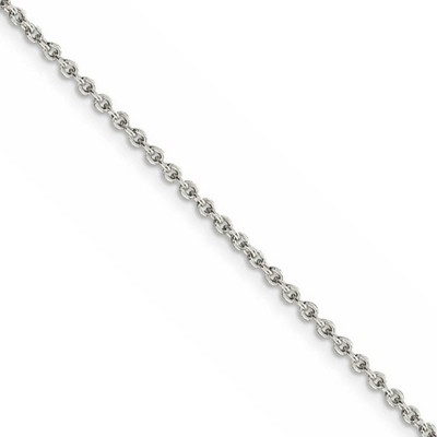Black Bow Jewelry 2mm Rhodium Plated Sterling Silver Solid Cable Chain Necklace