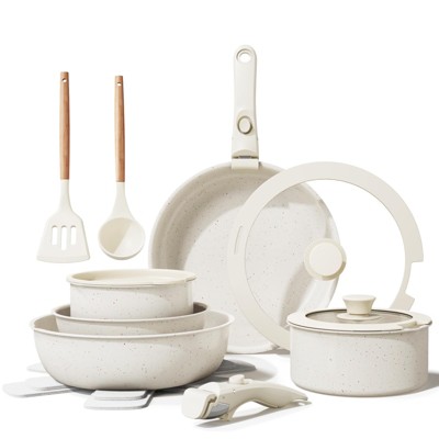 Itopfox Ceramic Nonstick Cookware Set, Healthy Non Toxic 17-Piece Pots and Pans with Removable Handles, Induction Safe, Dishwasher & Oven Safe, PFAS