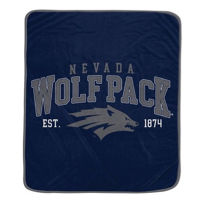 NCAA Nevada Wolf Pack Vintage Arch Block Flannel Fleece Blanket: Sports Team Logo Throw
