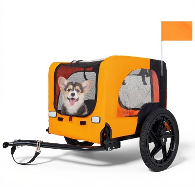 VASIP Heavy Duty Bike Trailer for Dogs with Collapsible Pet and Cargo Carrier ,16" All-Terrain Wheels and Universal Hitch,Black+Dark Gray