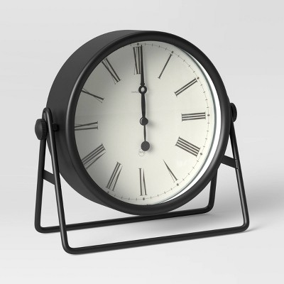 5" Swivel Mantle Clock Black - Threshold™: Traditional Style, Glass & Metal